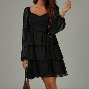 🌸 Chic Tiered Black Mini Dress | Flirty, Classy & Perfect for Any Occasion ✨